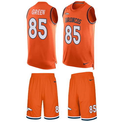 Men's Limited Virgil Green Nike Jersey Orange - #85 Tank Top Suit NFL Denver Broncos